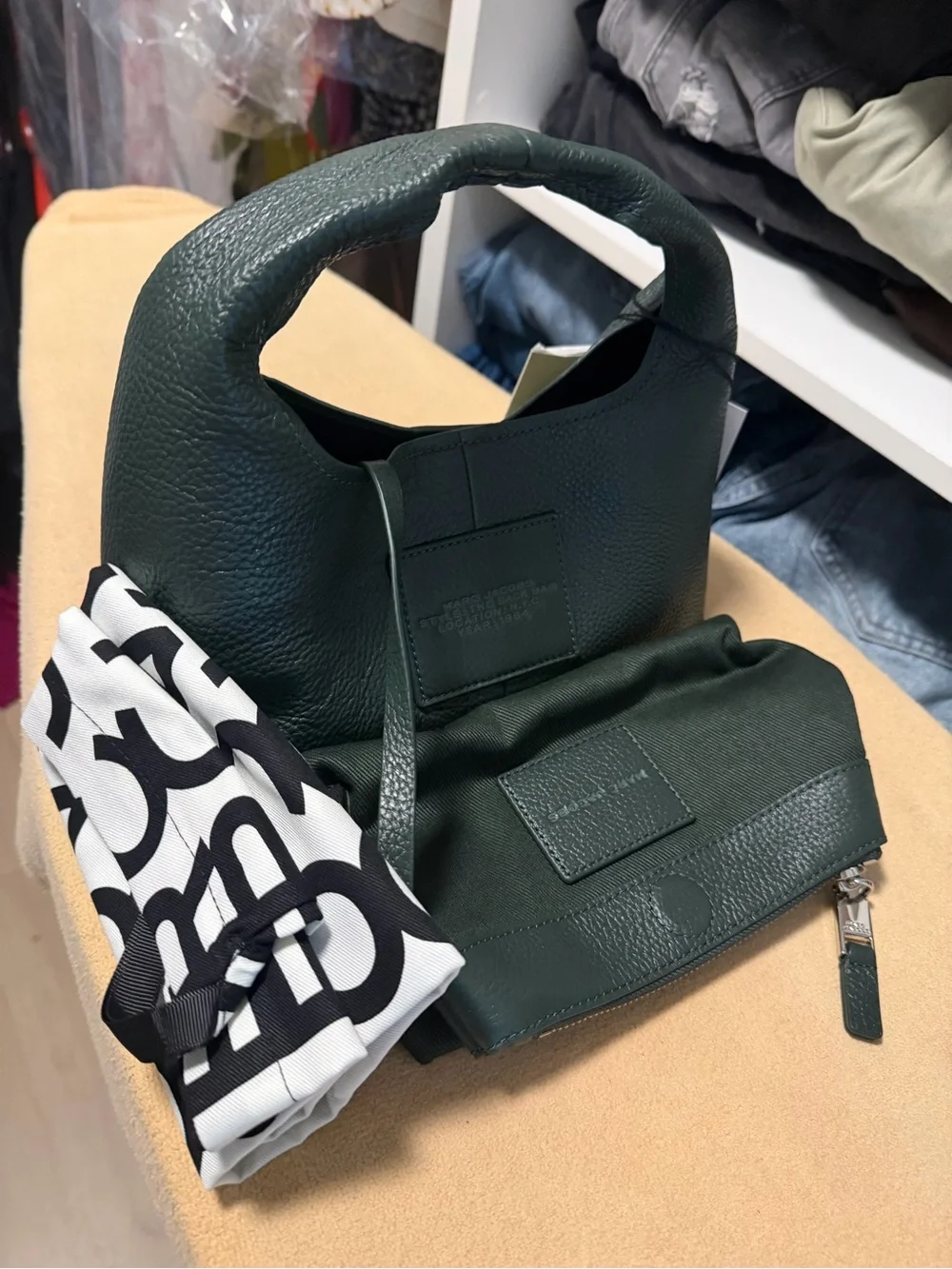 Marc Jacobs Dark Teal The Sackbag Small Leather Messenger